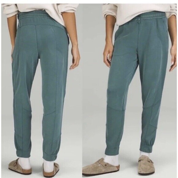 lululemon athletica Pants - Lululemon Womens Size 14 Brushed Softstreme Ribbed High-Rise Jogger Green Jasper
